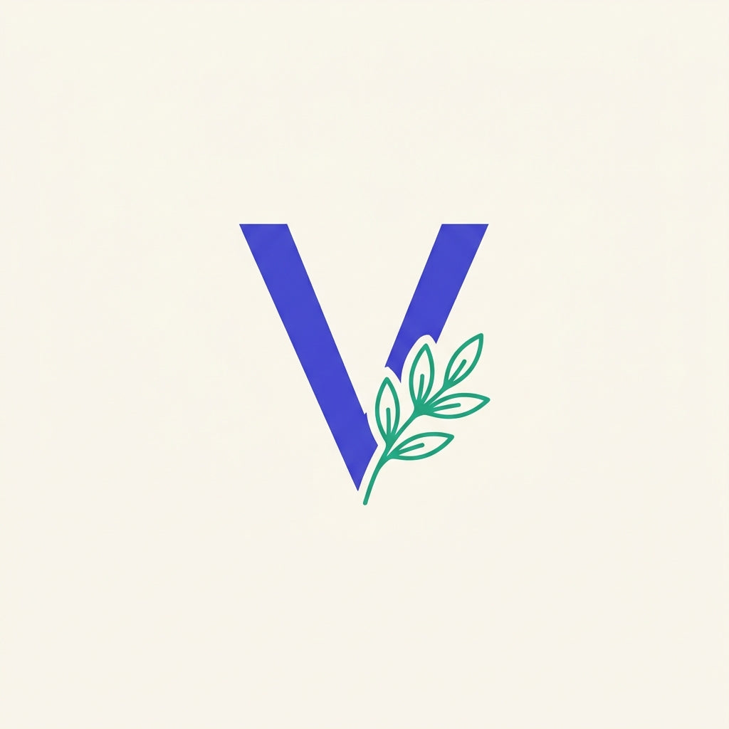 V with restrained leaf icon